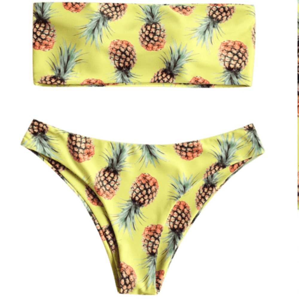 Zaful Pineapple Bandeau Bikini